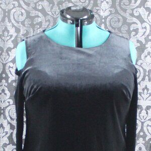 Boutique Velvet Velour Black Cold Shoulder Sheath Dress 1X